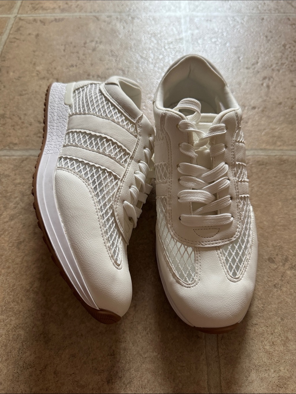 Dolce Vita Jammy Woven Mesh Sneakers Sz 8.5 White Womens Lace Comfort Breathable